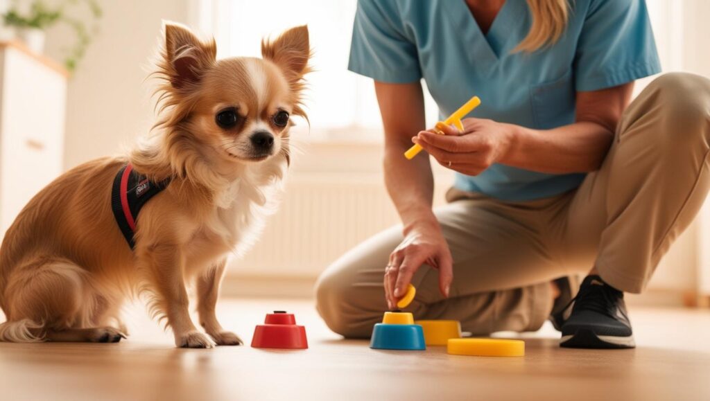 ドッグトレーナーにしつけされている犬